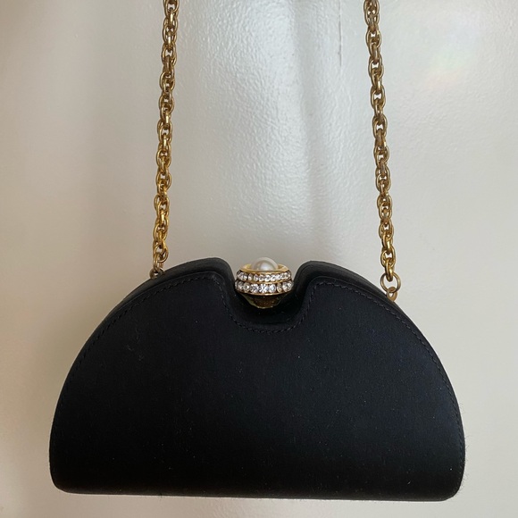 Vintage Black Rodo Italy Silk Bag Clutch Evening Bag - Picture 2 of 12